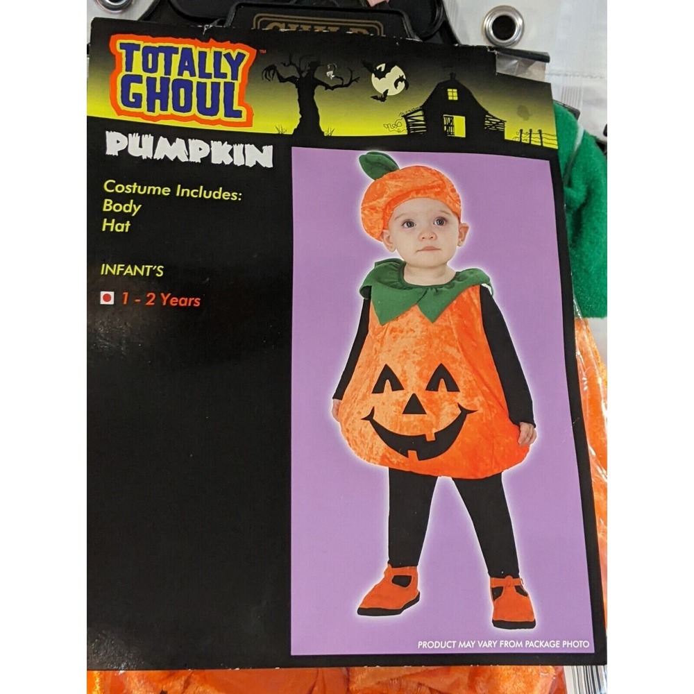 Totally Ghoul Infant Pumpkin Halloween Costume Body &‎ Hat Size 1-2 Years